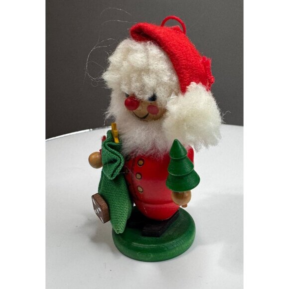 Holzkunst Christian Ulbricht Santa Holding Tree & Toy Sack West Germany 4" - Picture 4 of 6